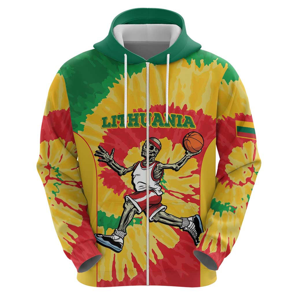 Lithuania Basketball Skeleton Personalized Hoodie Skullman Lithuania Tie Dye LT9