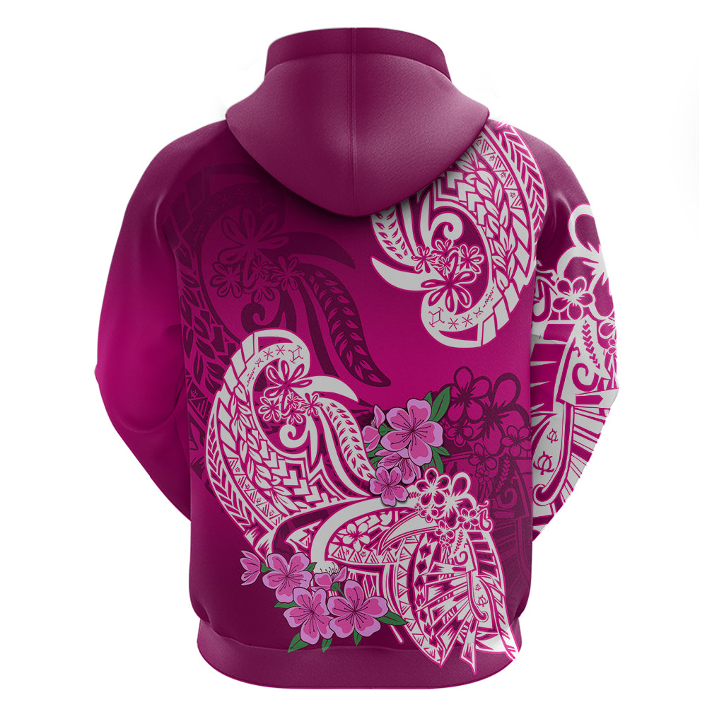 Polynesian Hoodie Pacific Flower Mix Floral Tribal Tattoo Pink Vibe LT9