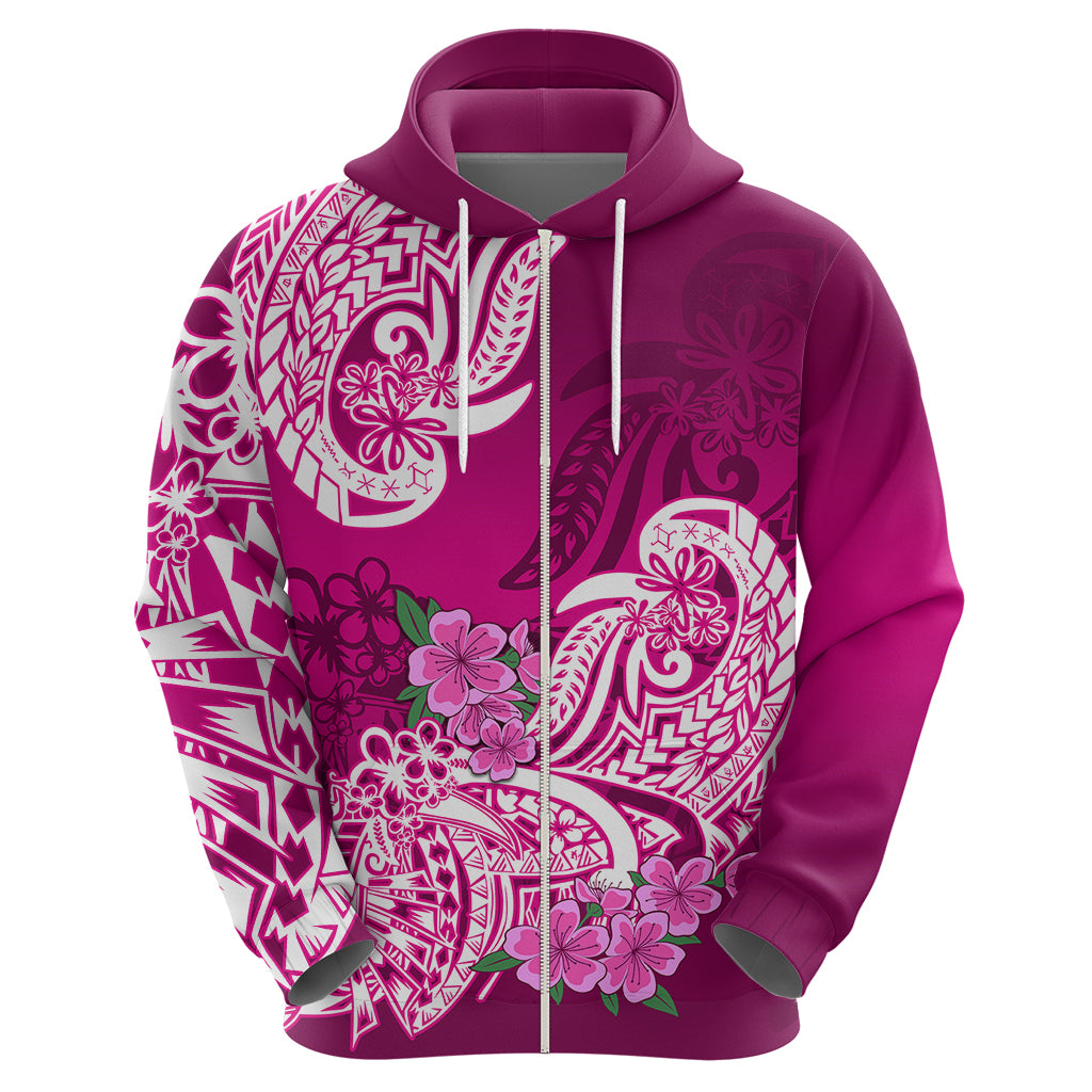 Polynesian Hoodie Pacific Flower Mix Floral Tribal Tattoo Pink Vibe LT9