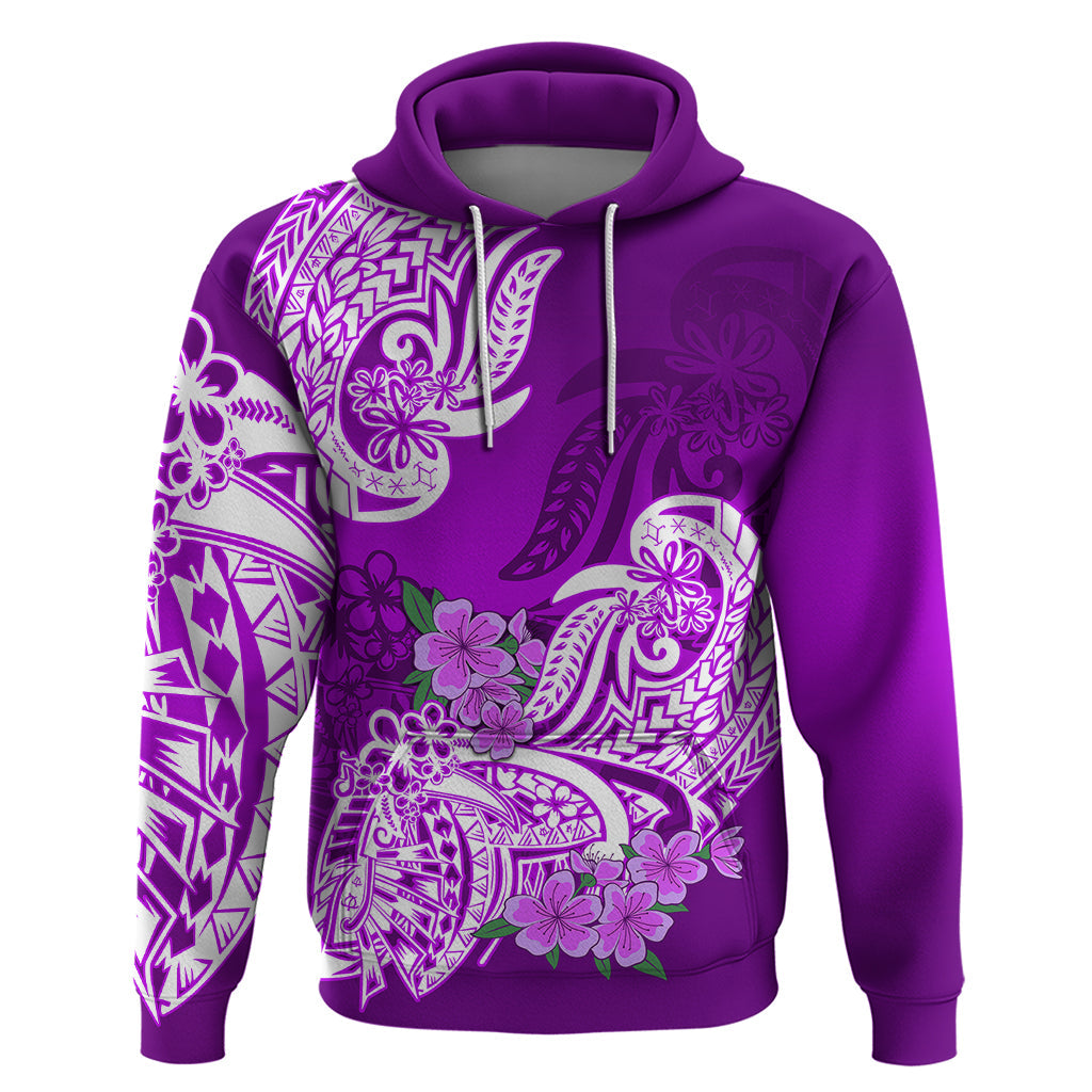 Polynesian Hoodie Pacific Flower Mix Floral Tribal Tattoo Purple Vibe LT9