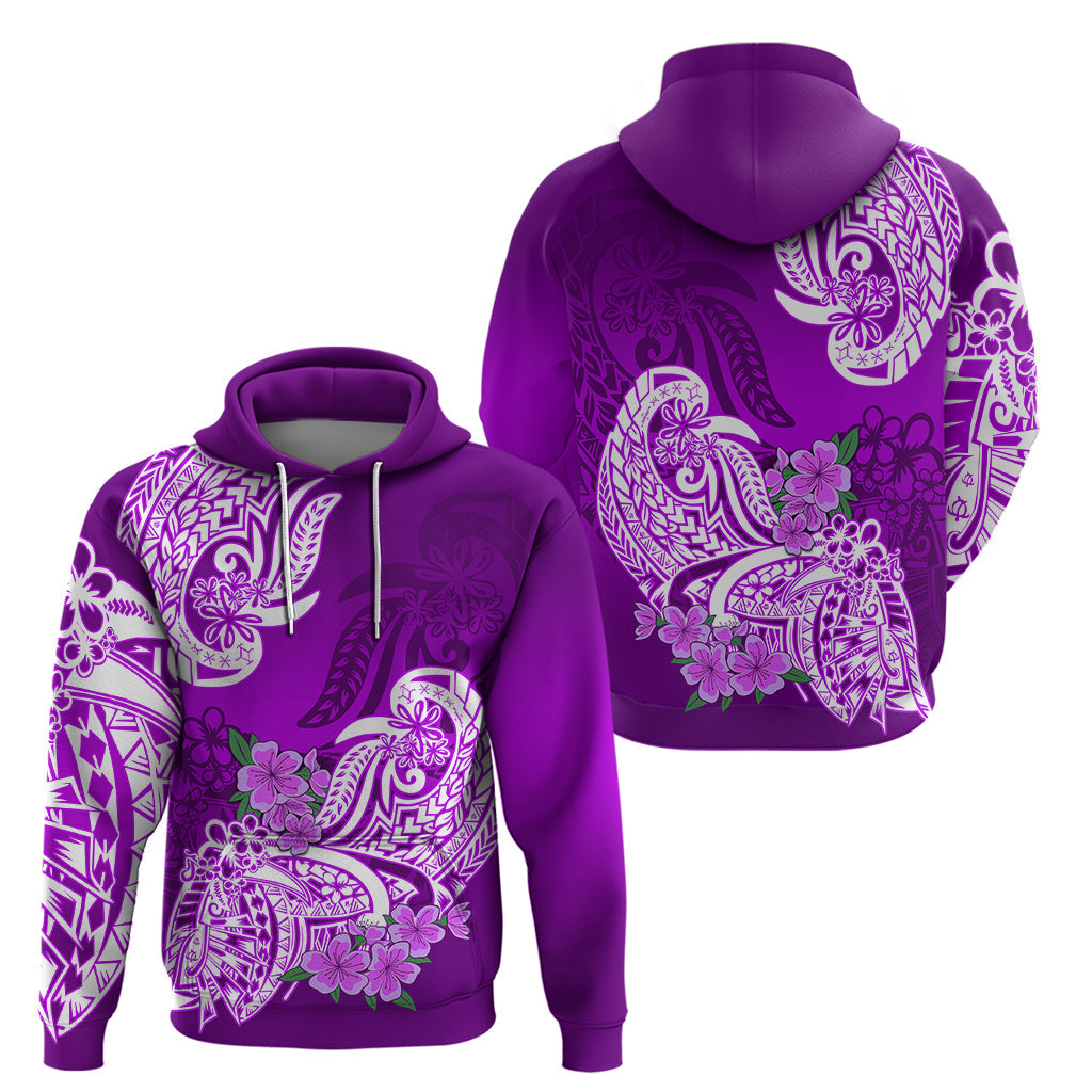 Polynesian Hoodie Pacific Flower Mix Floral Tribal Tattoo Purple Vibe LT9