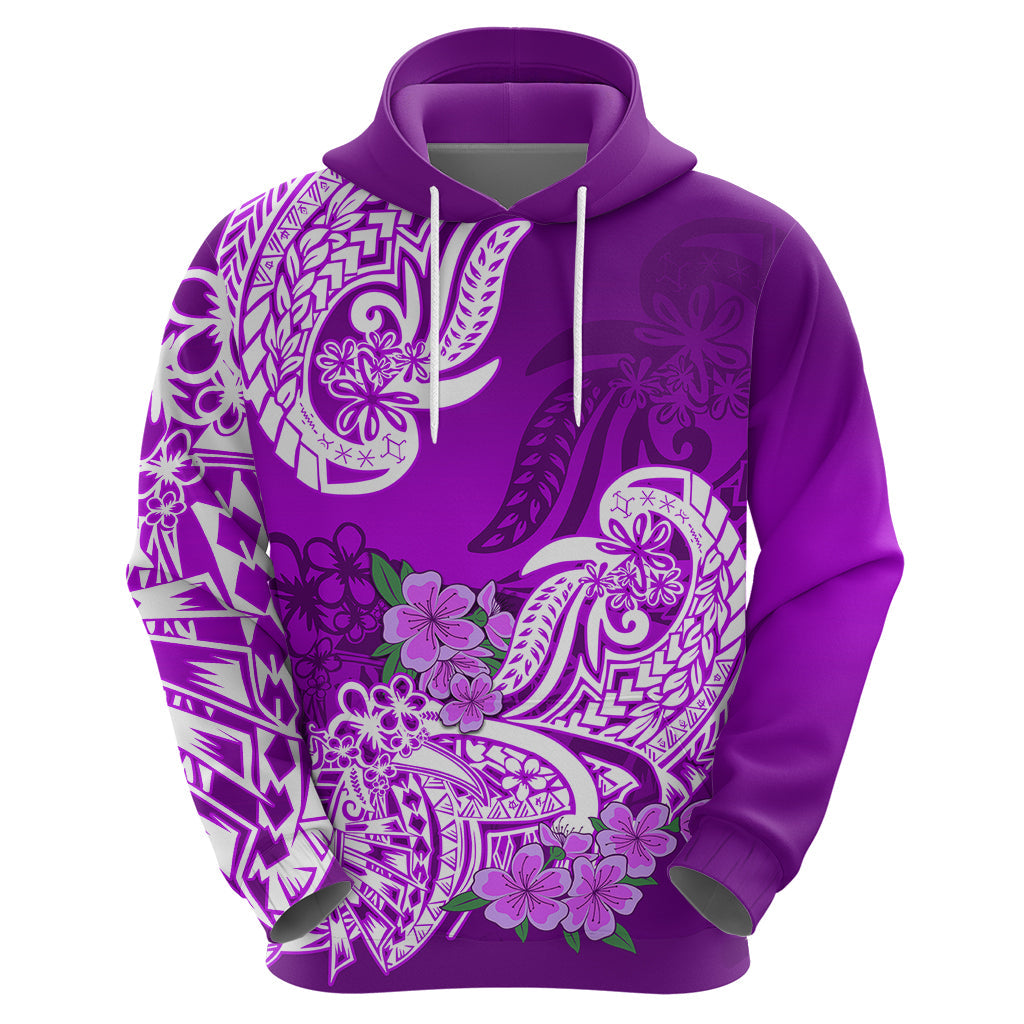 Polynesian Hoodie Pacific Flower Mix Floral Tribal Tattoo Purple Vibe LT9