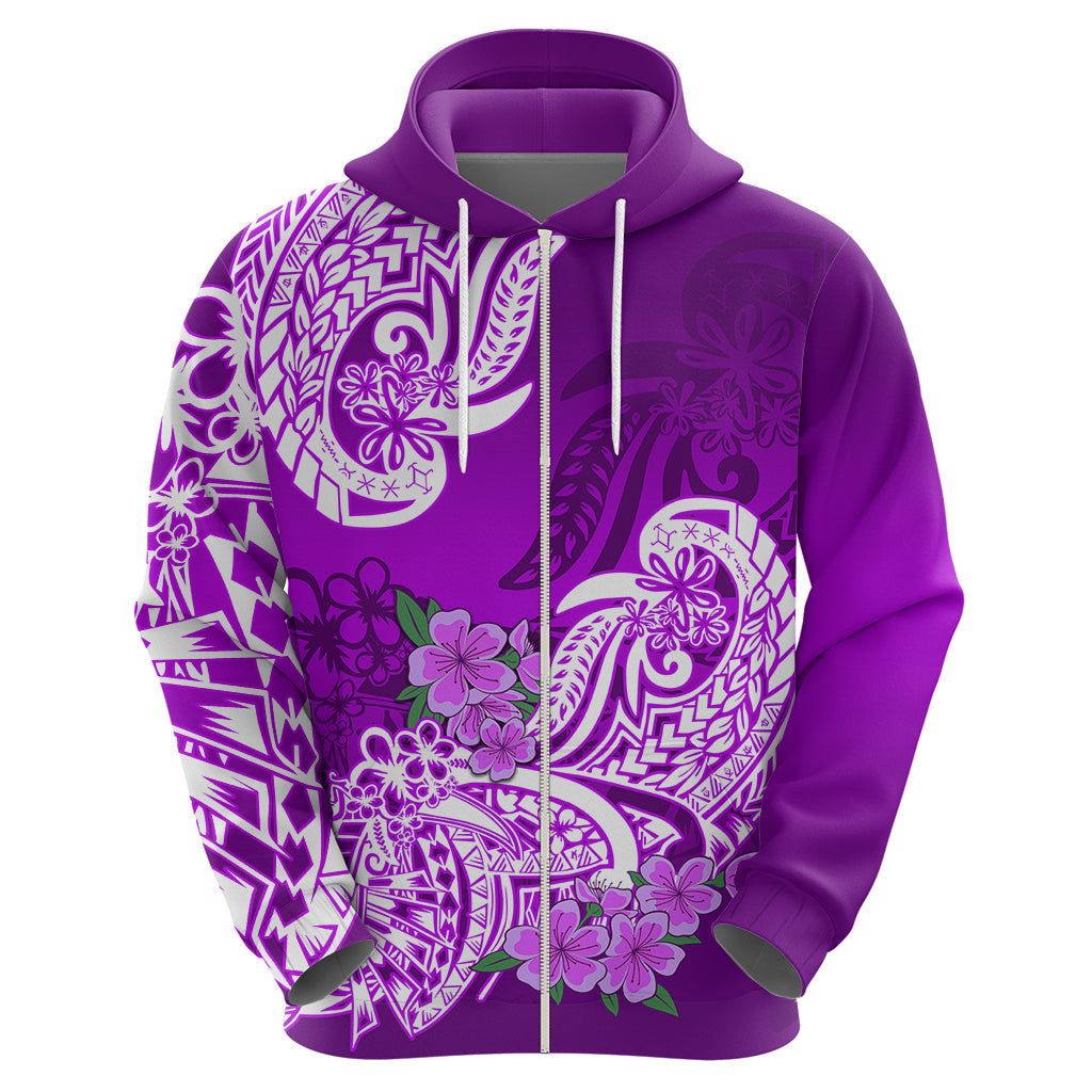 Polynesian Hoodie Pacific Flower Mix Floral Tribal Tattoo Purple Vibe LT9