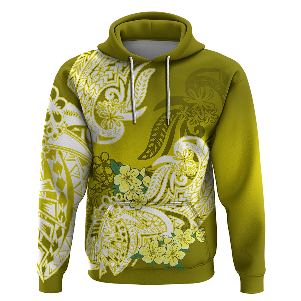 Polynesian Hoodie Pacific Flower Mix Floral Tribal Tattoo Yellow Vibe LT9