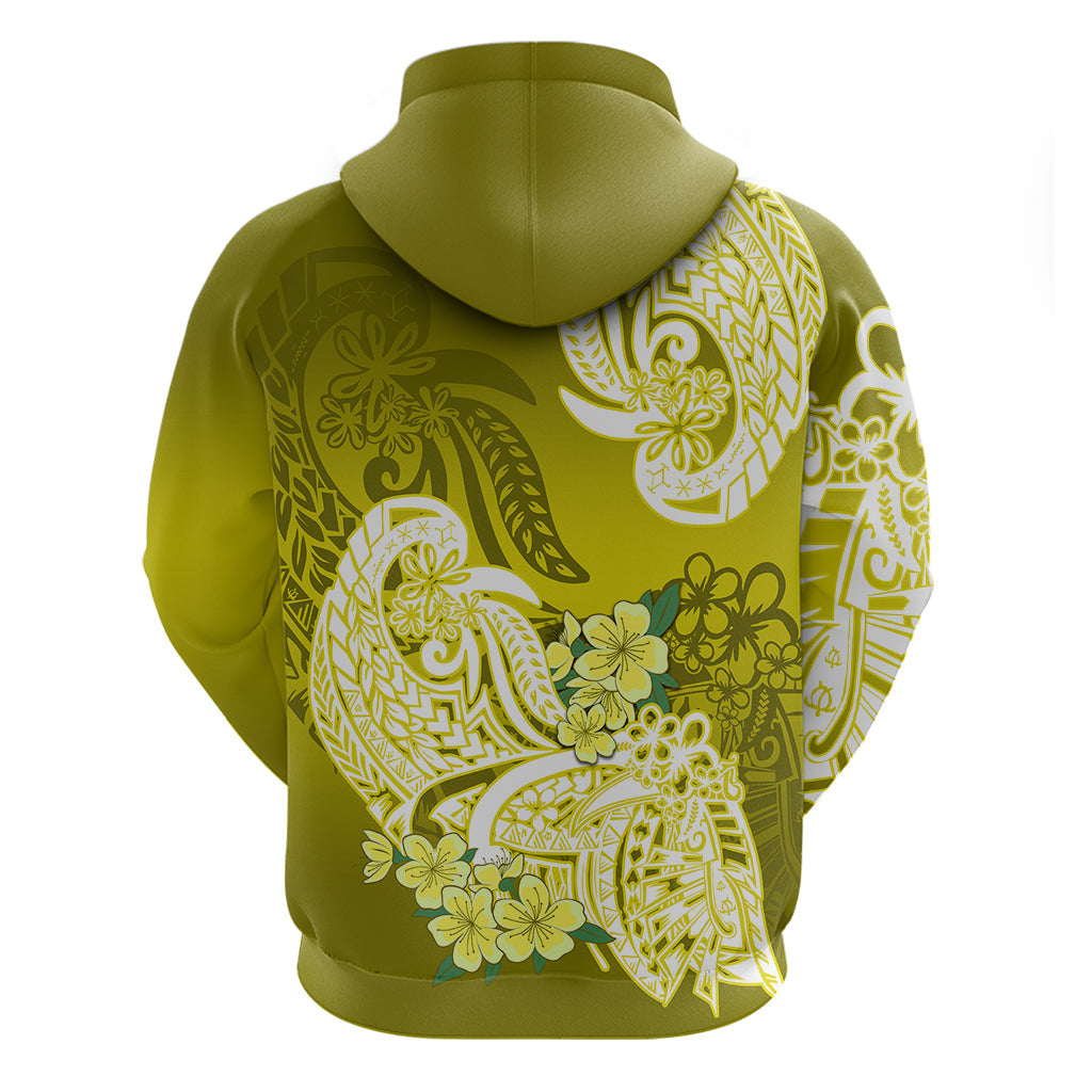 Polynesian Hoodie Pacific Flower Mix Floral Tribal Tattoo Yellow Vibe LT9