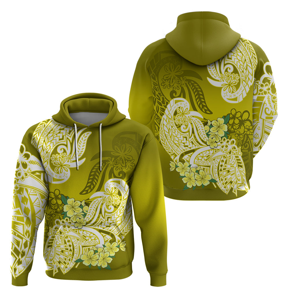 Polynesian Hoodie Pacific Flower Mix Floral Tribal Tattoo Yellow Vibe LT9
