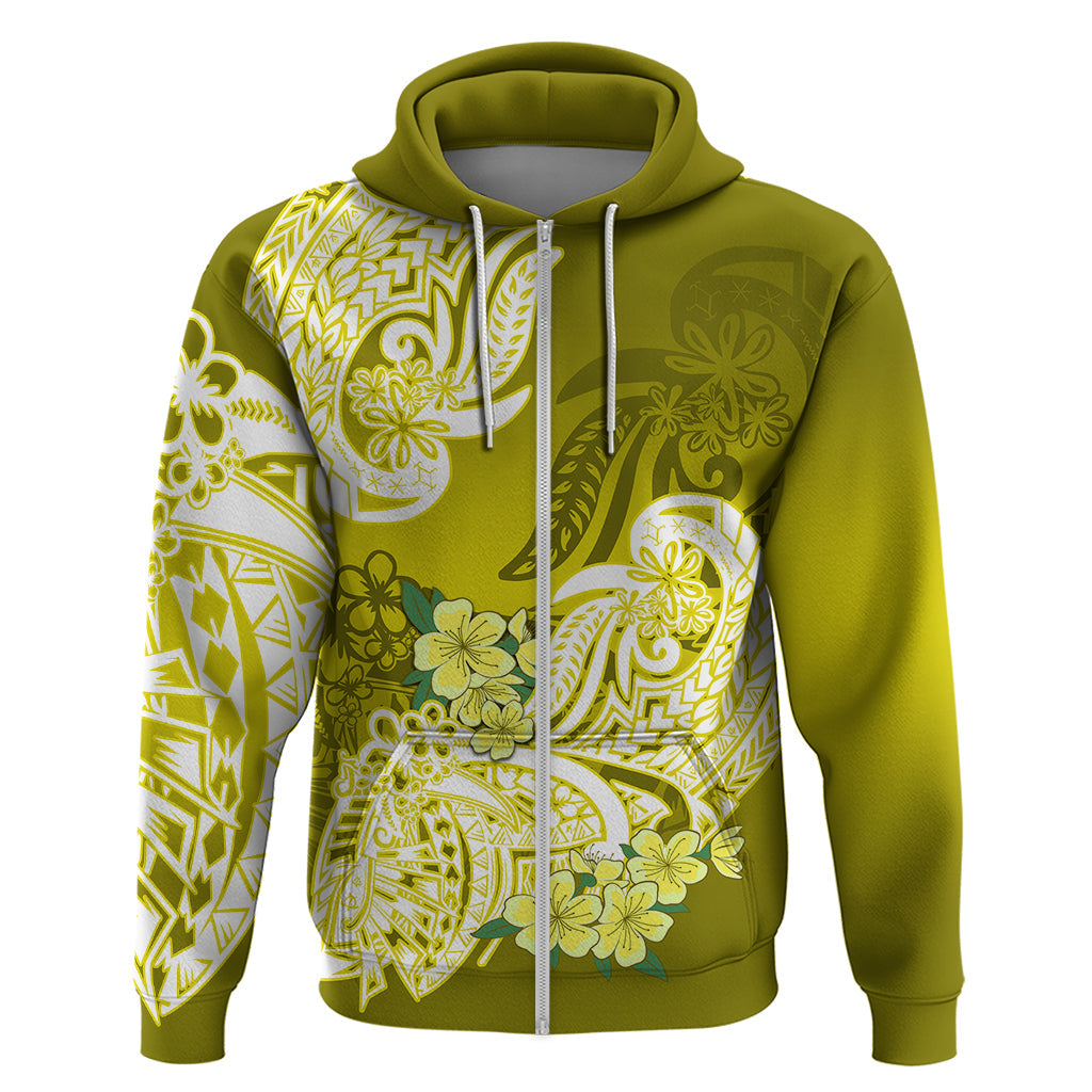 Polynesian Hoodie Pacific Flower Mix Floral Tribal Tattoo Yellow Vibe LT9
