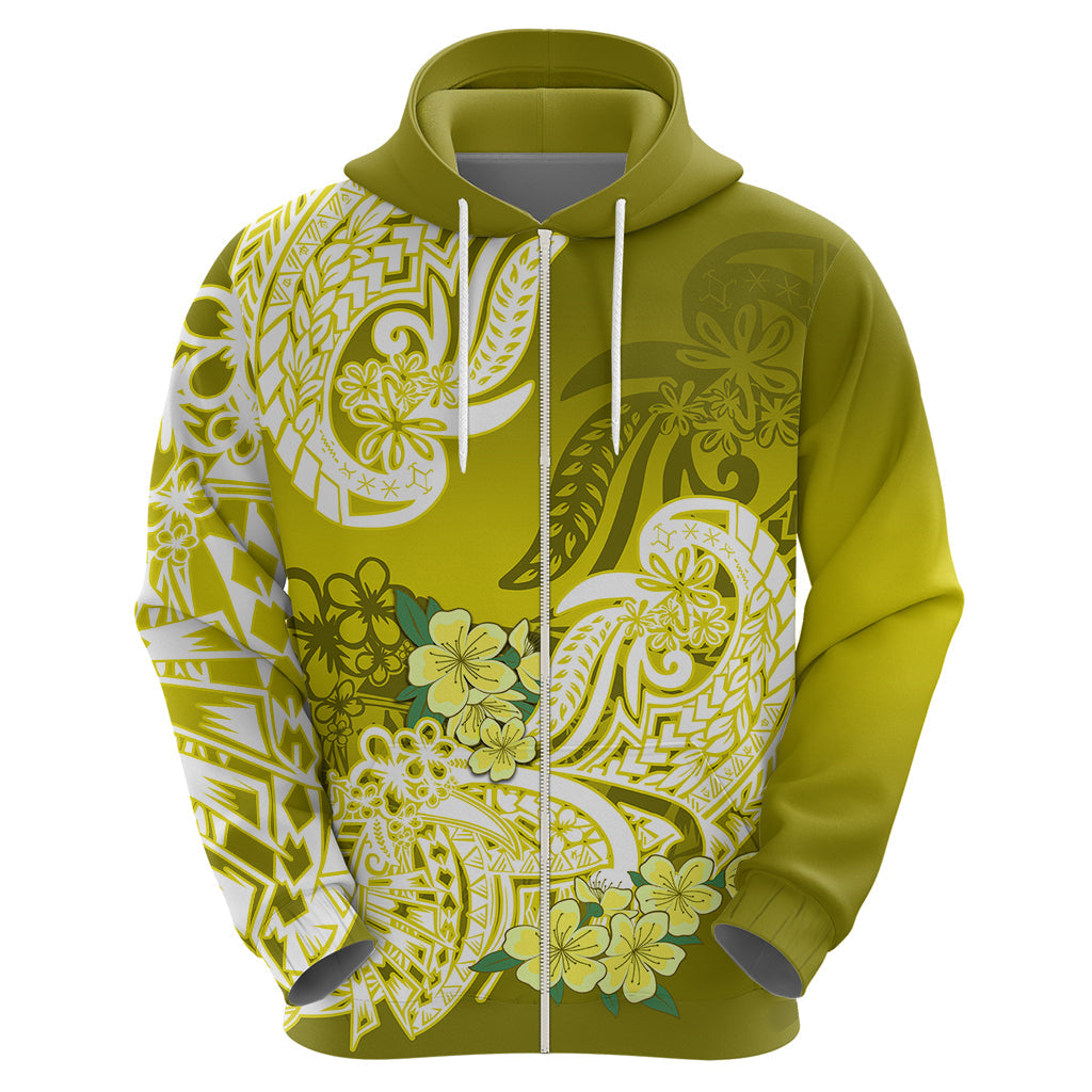Polynesian Hoodie Pacific Flower Mix Floral Tribal Tattoo Yellow Vibe LT9