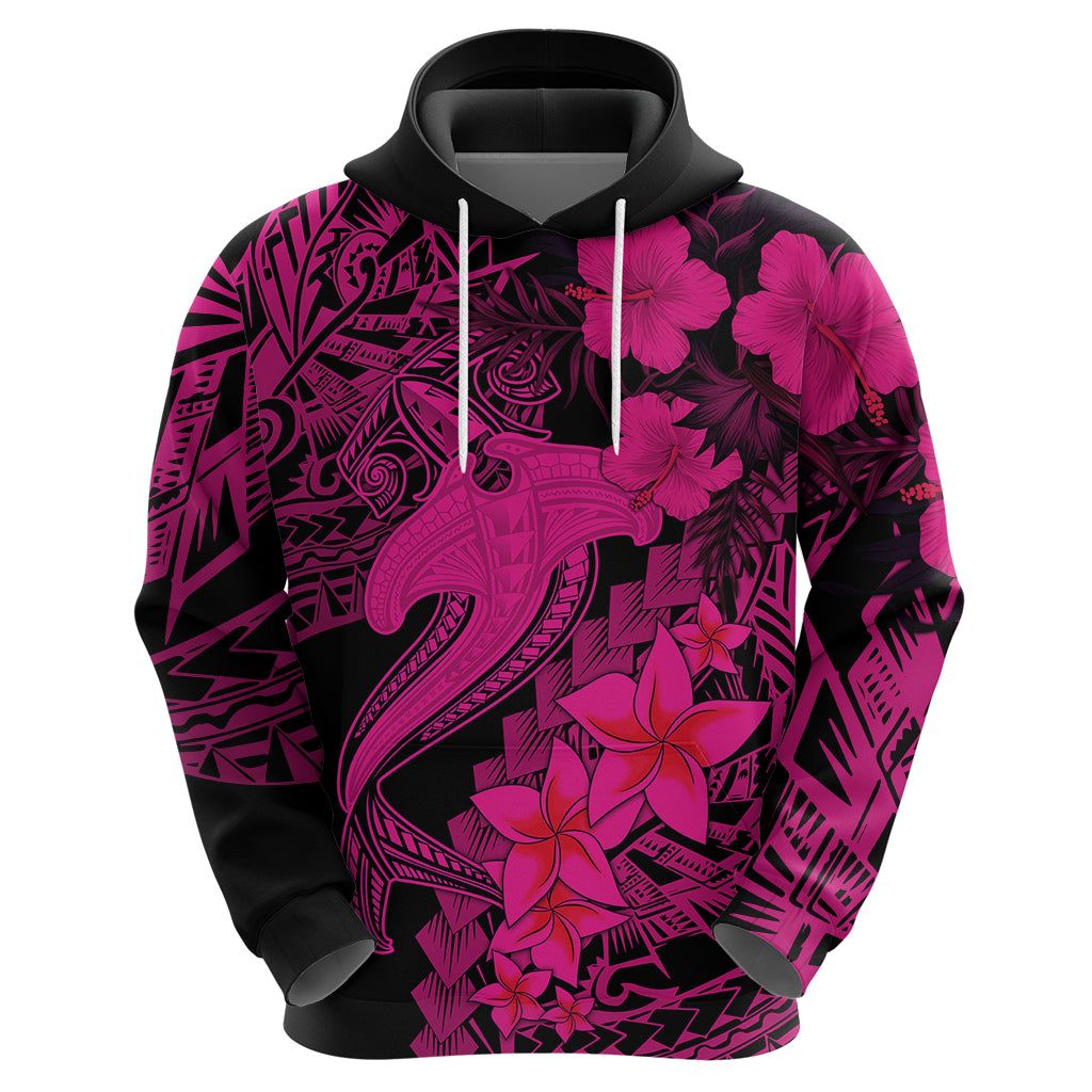 Aloha Hawaii Hoodie Hammerhead Shark Tattoo Polynesian Summer - Pink LT9
