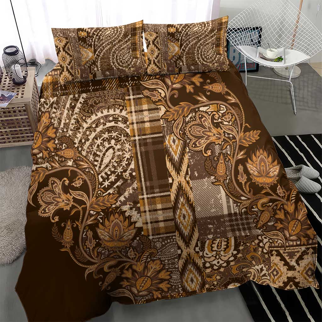 Afro Floral mix Maasai Shuka Bedding Set Gold Moitf LT9