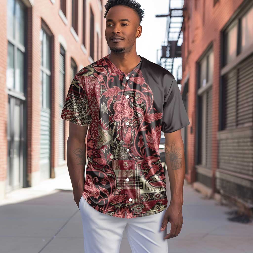Afro Floral mix Maasai Shuka Baseball Jersey Red Moitf LT9