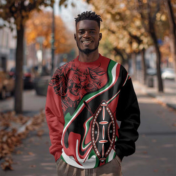 Happy Jamhuri Day Kenya Sweatshirt Kenyan Lion and Maasai Shield LT9