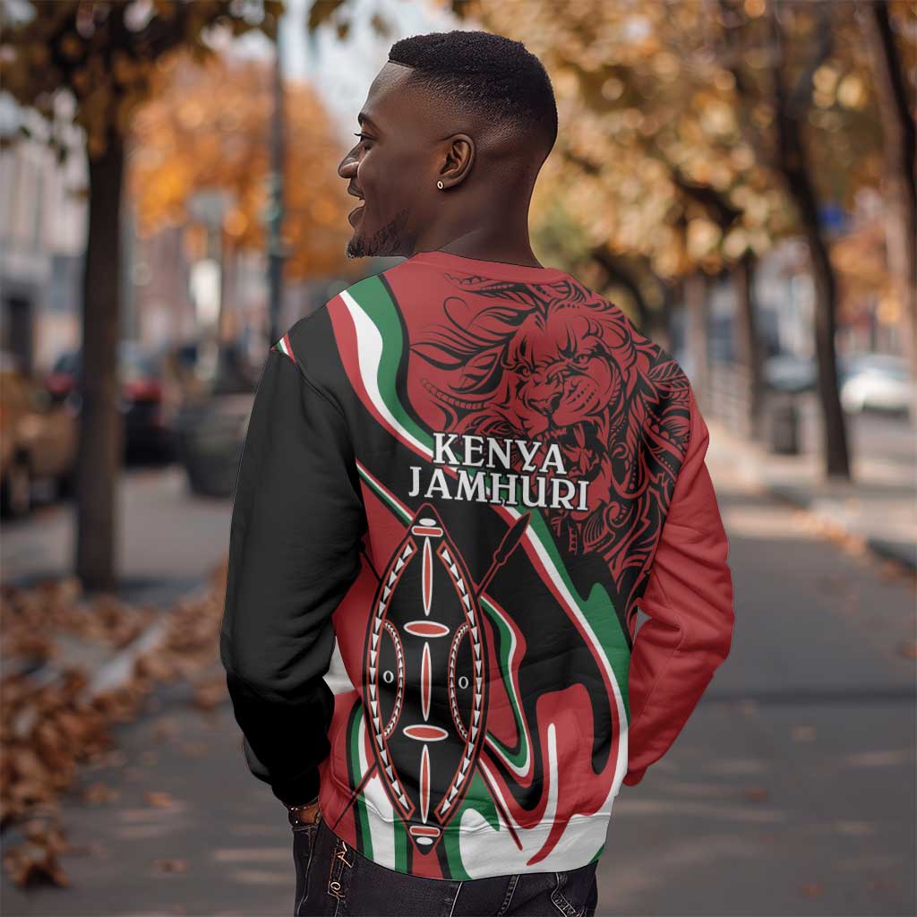 Happy Jamhuri Day Kenya Sweatshirt Kenyan Lion and Maasai Shield LT9