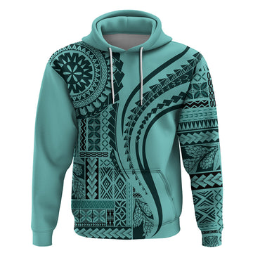 Samoa Siapo Arty Hoodie Turquoise Style LT9