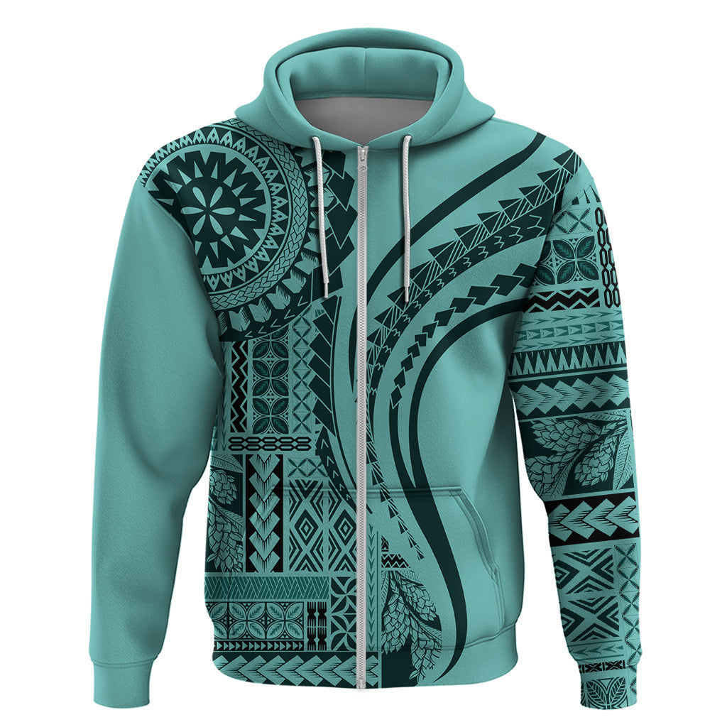 Samoa Siapo Arty Hoodie Turquoise Style LT9