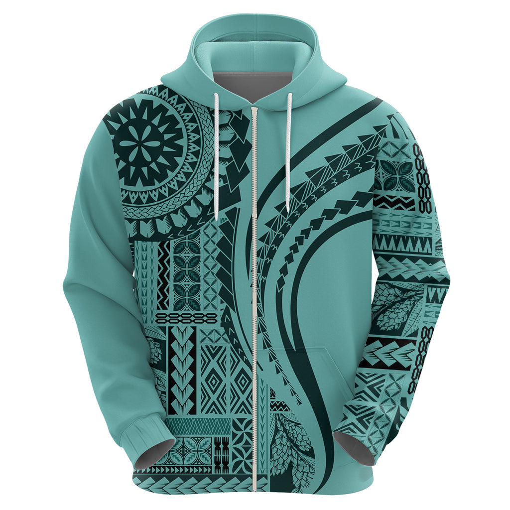 Samoa Siapo Arty Hoodie Turquoise Style LT9