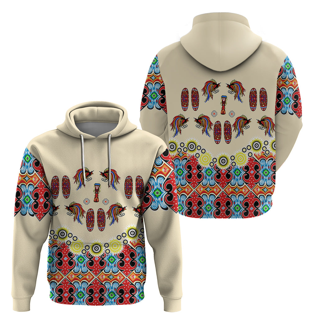 Papua Batik Motif Bird Of Paradise and Native Papuan Shield Hoodie LT9