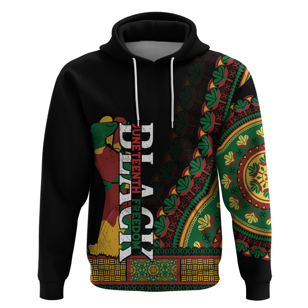 Jundteenth Hoodie Black Jundteenth Freedom Africa Pattern LT9