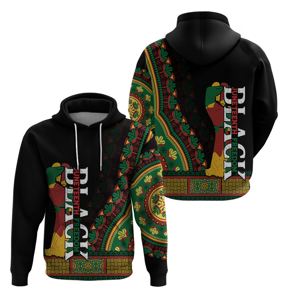 Jundteenth Hoodie Black Jundteenth Freedom Africa Pattern LT9