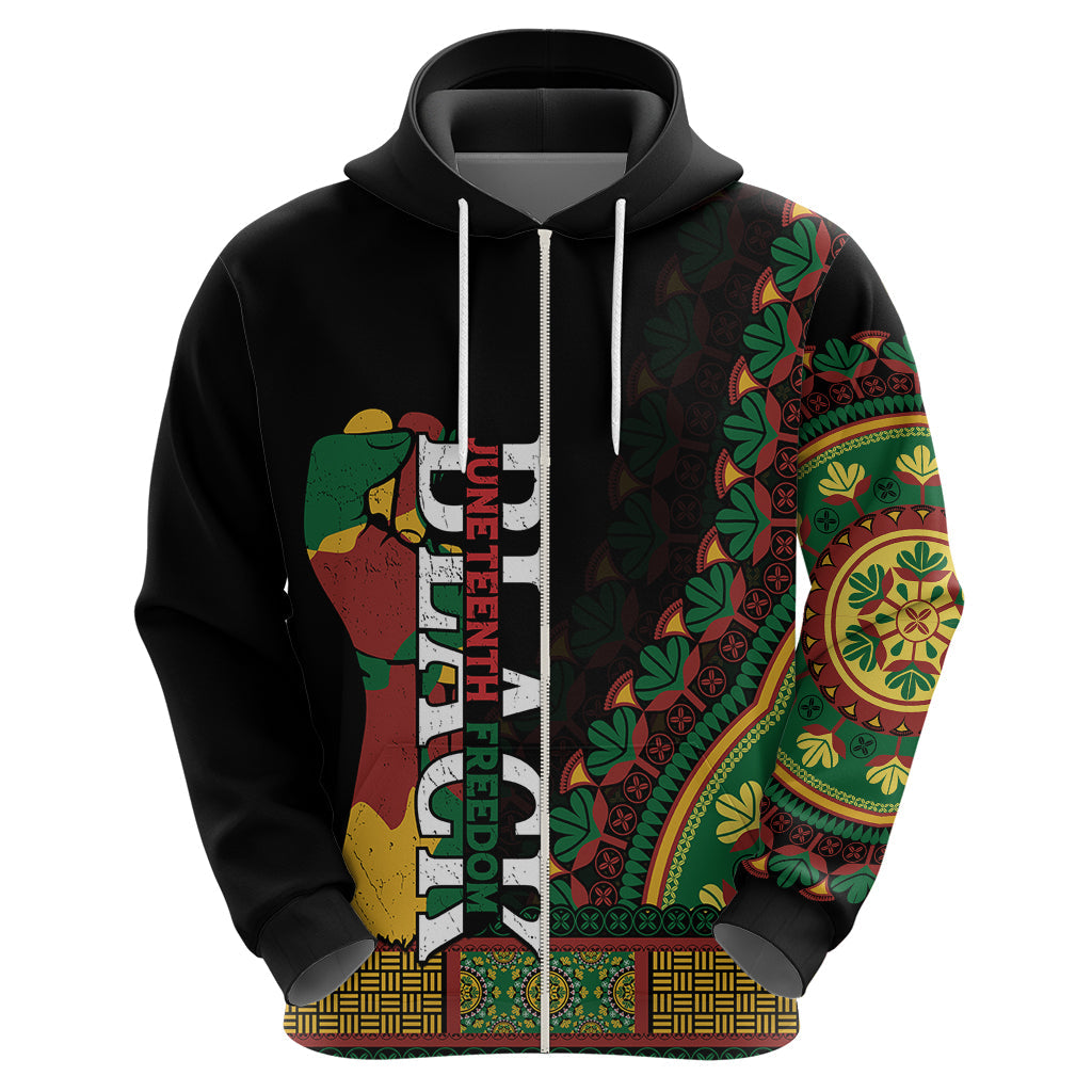 Jundteenth Hoodie Black Jundteenth Freedom Africa Pattern LT9