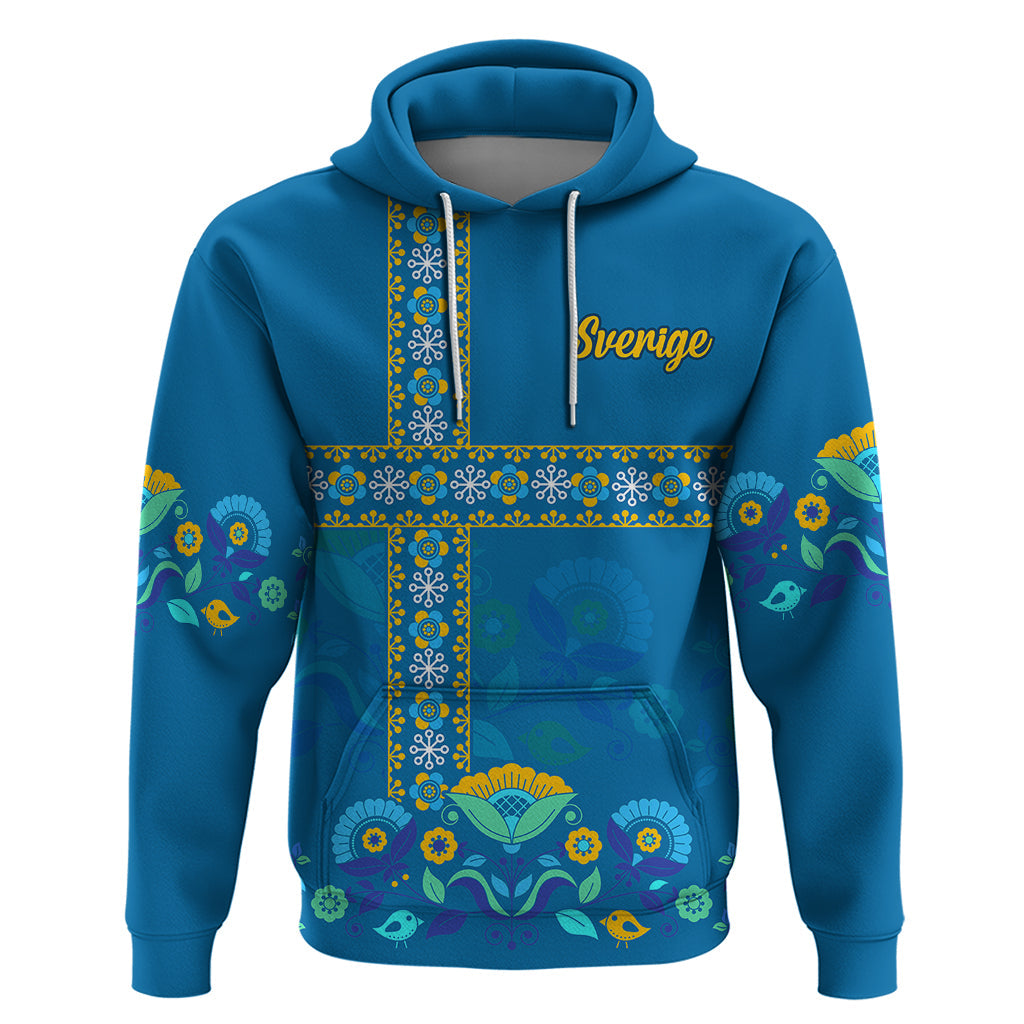 Sweden Hoodie Konungariket Sverige Scandinavian Pattern LT9
