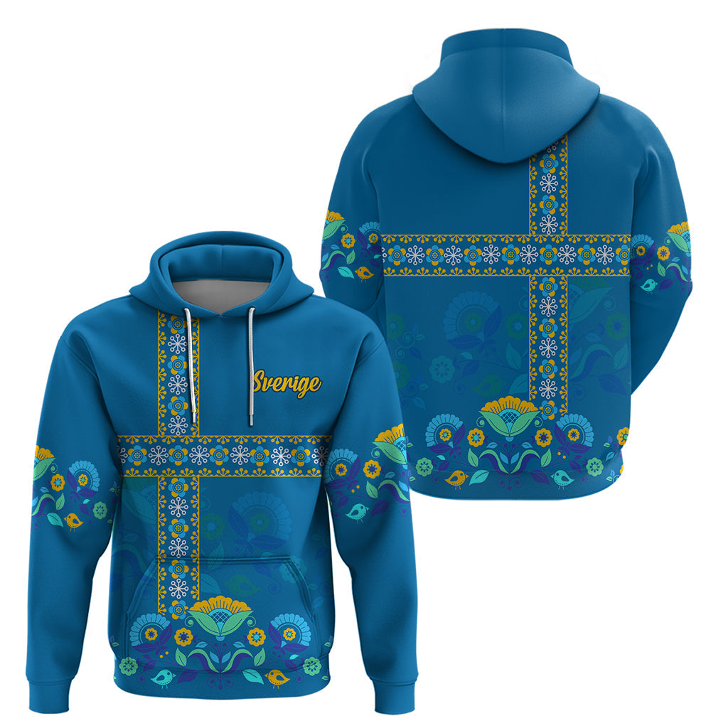Sweden Hoodie Konungariket Sverige Scandinavian Pattern LT9