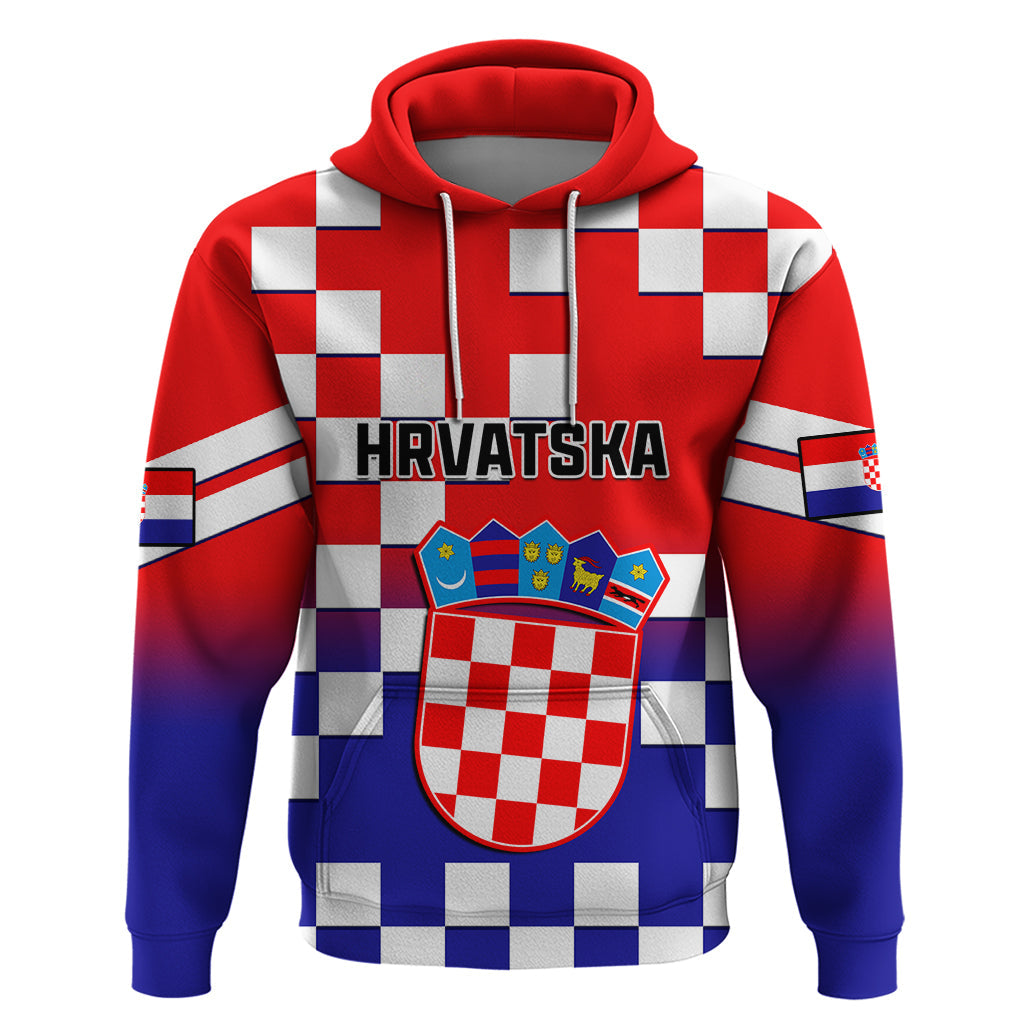 Personalised Croatia Hoodie Hrvatska Checkerboard Gradient Style LT14