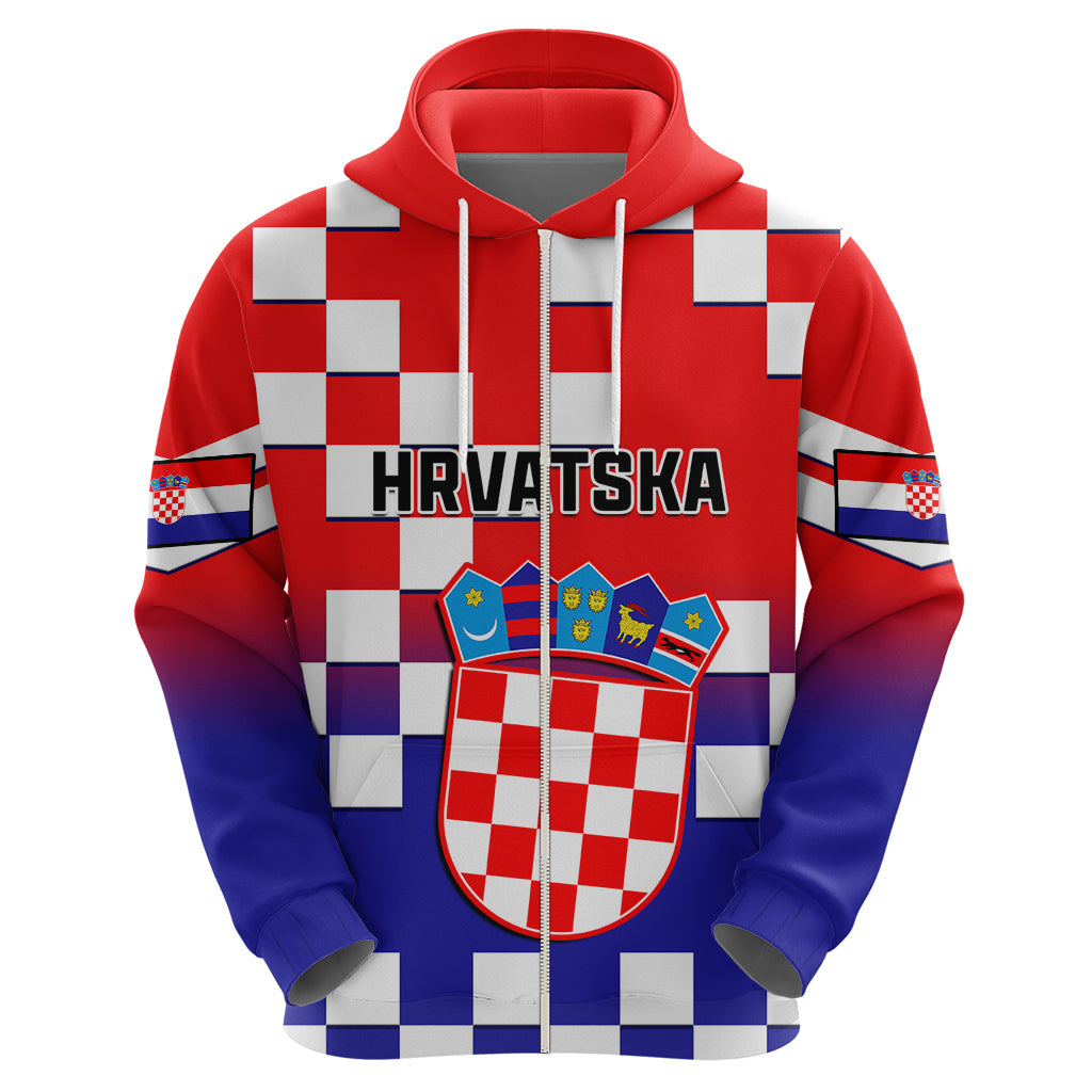 Personalised Croatia Hoodie Hrvatska Checkerboard Gradient Style LT14