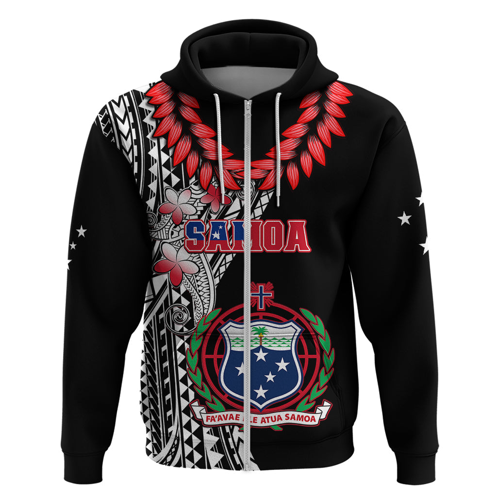 Polynesian Pride Samoa Hoodie Ula Fala Mix Samoan Tribal Black Version LT14