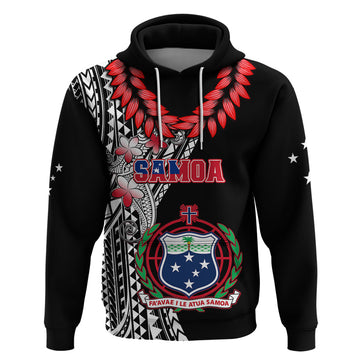 Personalised Samoa Hoodie Ula Fala Mix Samoan Tribal Black Version LT14