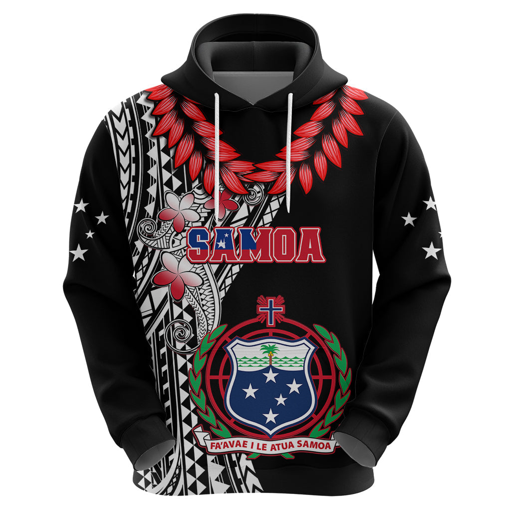Personalised Samoa Hoodie Ula Fala Mix Samoan Tribal Black Version LT14
