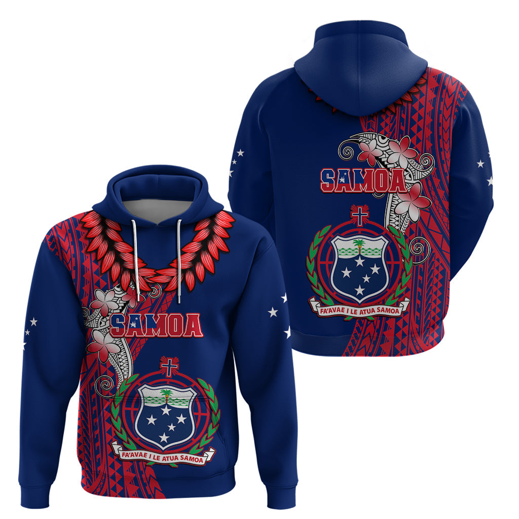 Polynesian Pride Samoa Hoodie Ula Fala Mix Samoan Tribal Blue Version LT14