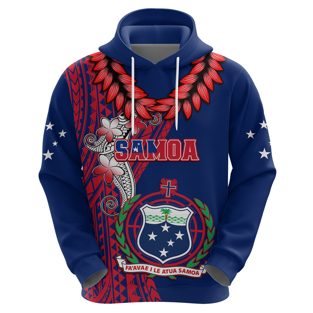 Personalised Samoa Hoodie Ula Fala Mix Samoan Tribal Blue Version LT14