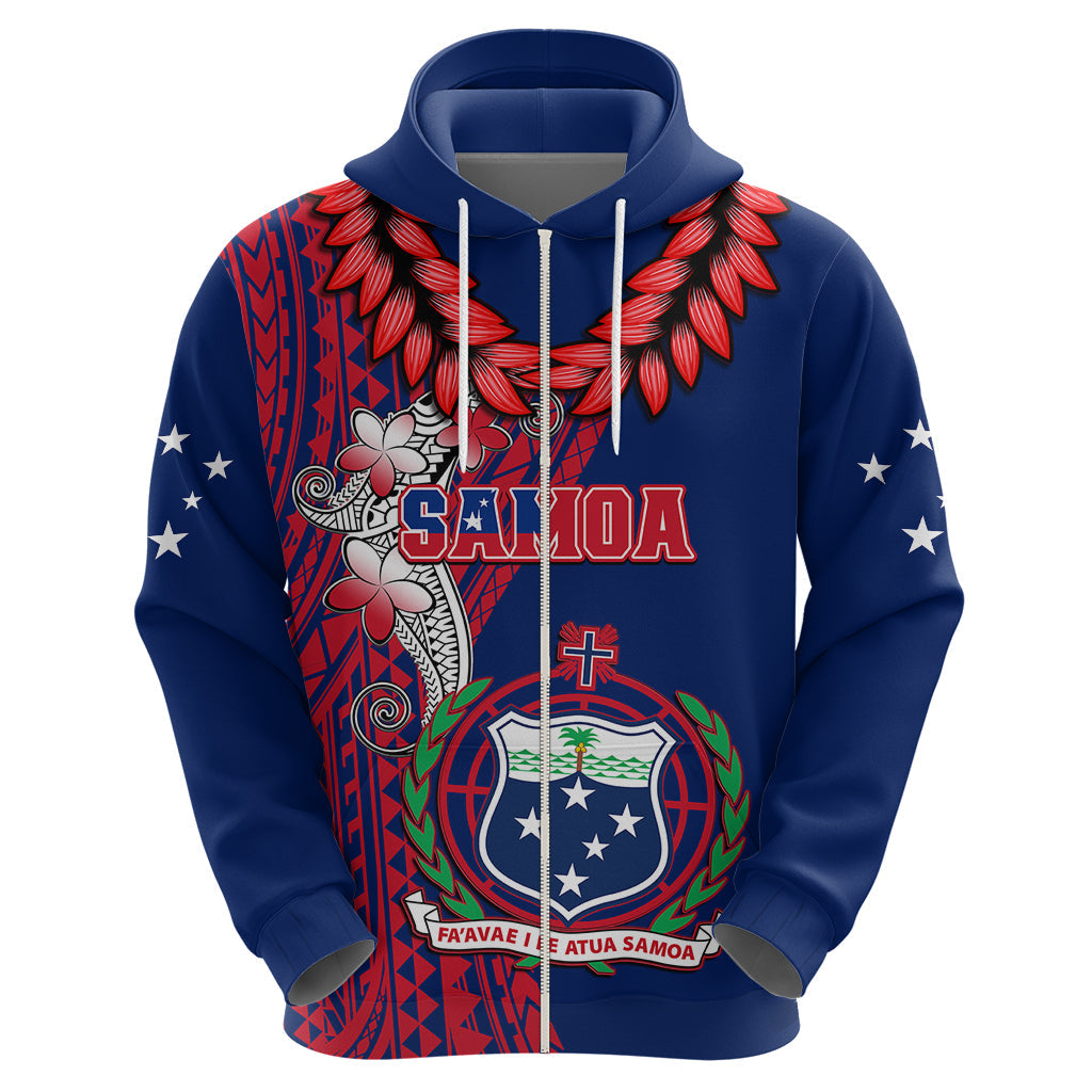 Personalised Samoa Hoodie Ula Fala Mix Samoan Tribal Blue Version LT14