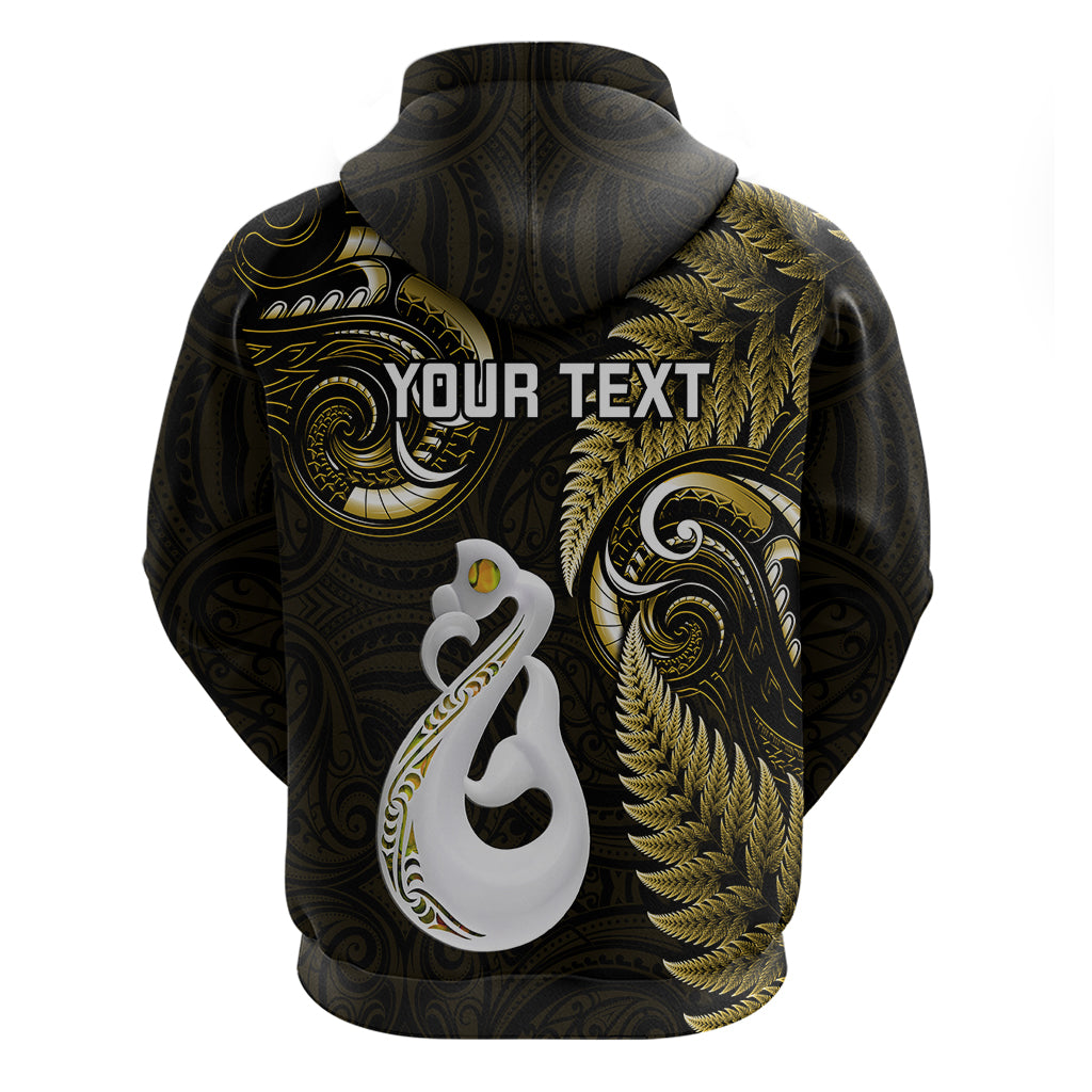 Personalised New Zealand Hoodie Aotearoa Silver Fern With Manaia Maori Unique Gold LT14