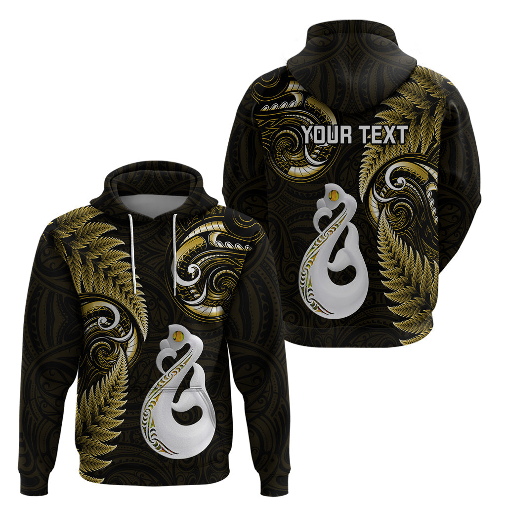 Personalised New Zealand Hoodie Aotearoa Silver Fern With Manaia Maori Unique Gold LT14