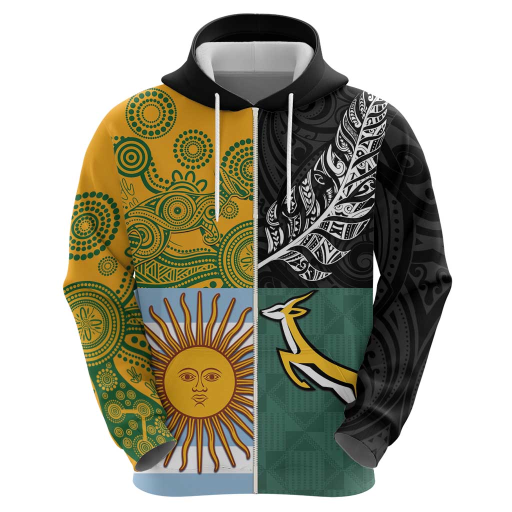 Personalised Rugby 2025 Championship Hoodie Combination of Southern Hemisphere Countries LT14