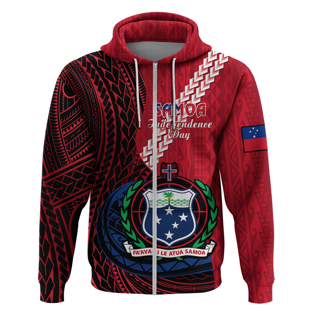Custom Samoa Hoodie Happy Independence Day Samoan Red Pattern LT14