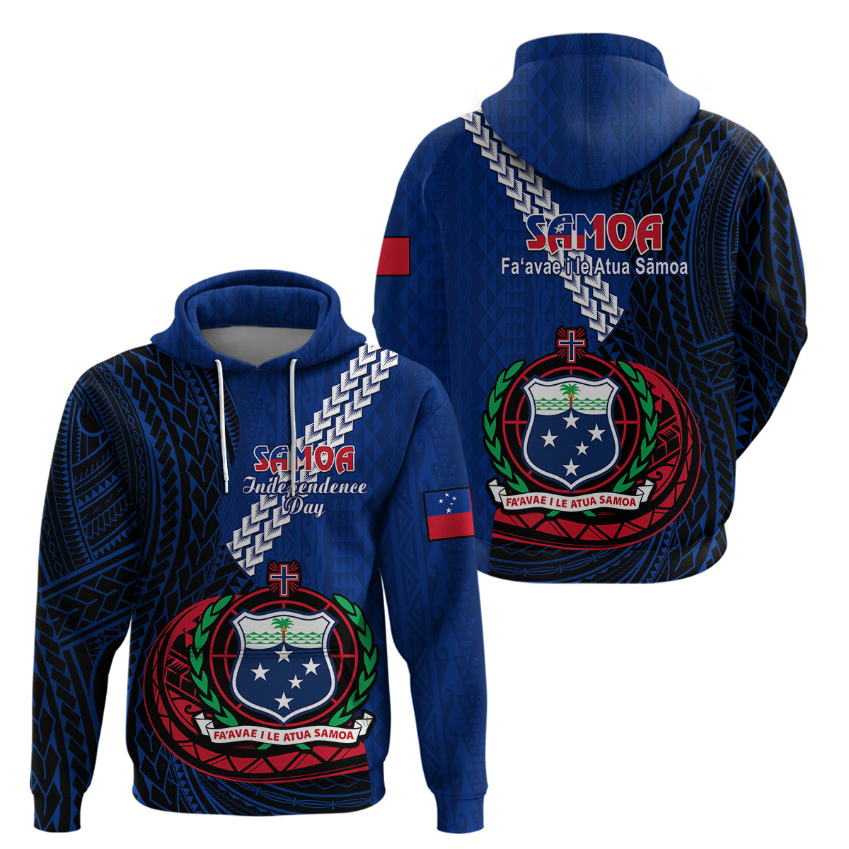 Samoa Hoodie Happy Independence Day Samoan Blue Pattern LT14