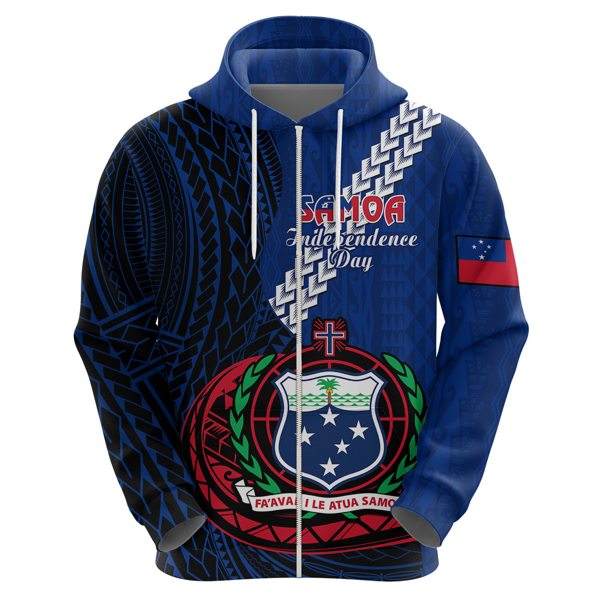 Samoa Hoodie Happy Independence Day Samoan Blue Pattern LT14