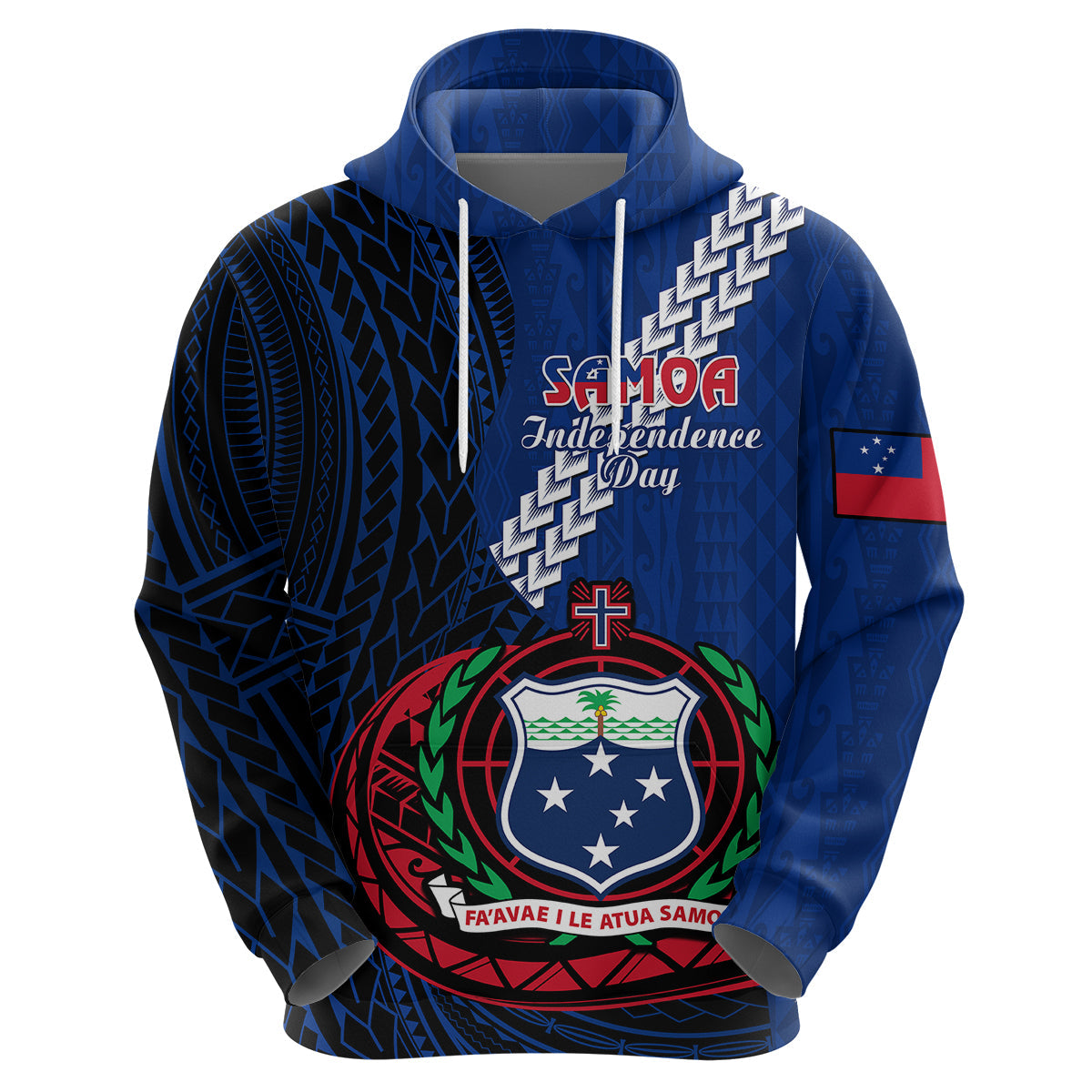 Custom Samoa Hoodie Happy Independence Day Samoan Blue Pattern LT14