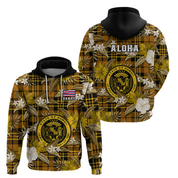Hawaii State Hoodie Tropical Flowers Mix Tartan Gold Version LT14