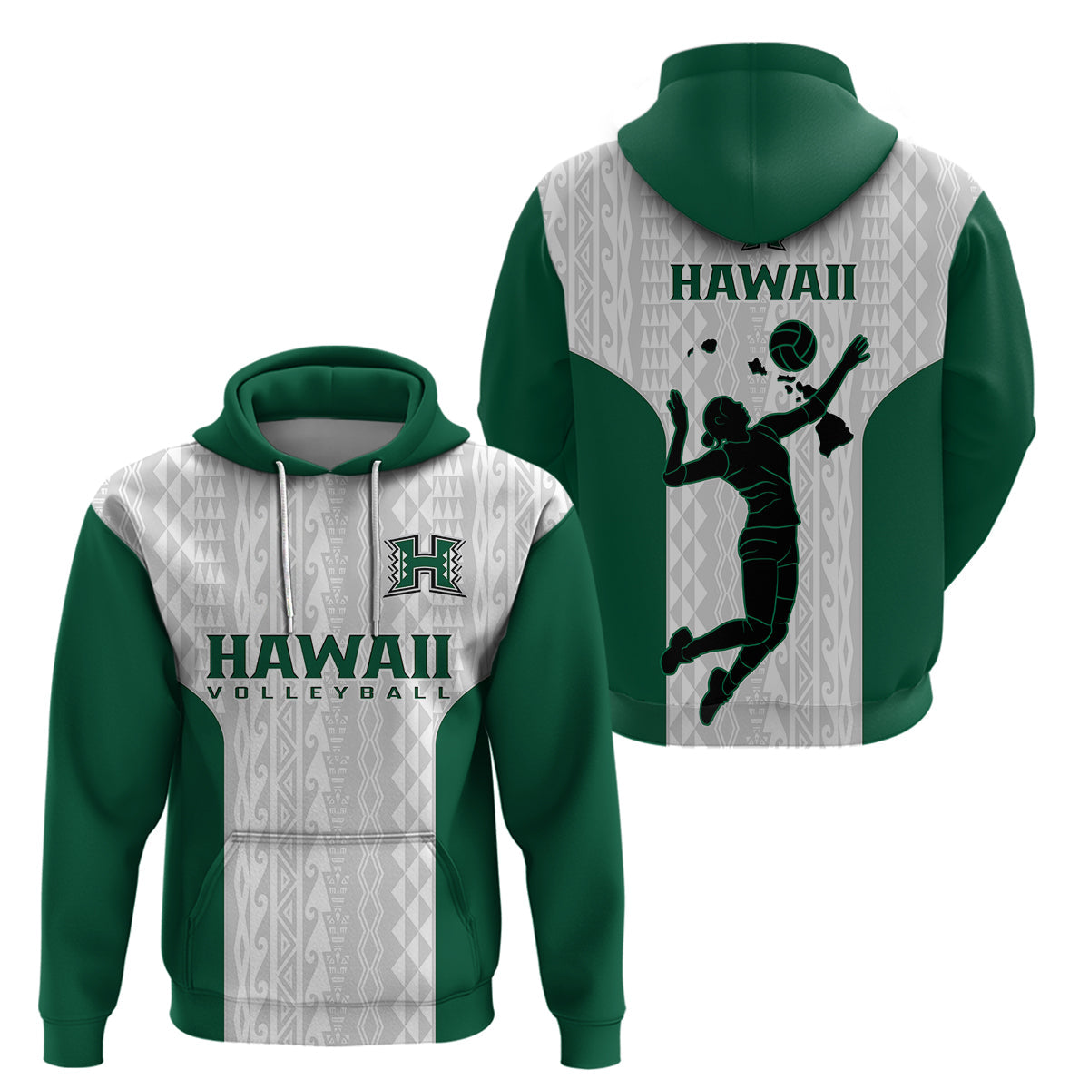 Hawaii Volleyball Hoodie Hawaiian Kakau White Style LT14