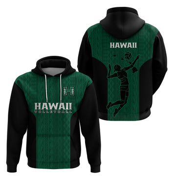 Hawaii Volleyball Hoodie Hawaiian Kakau Green Style LT14