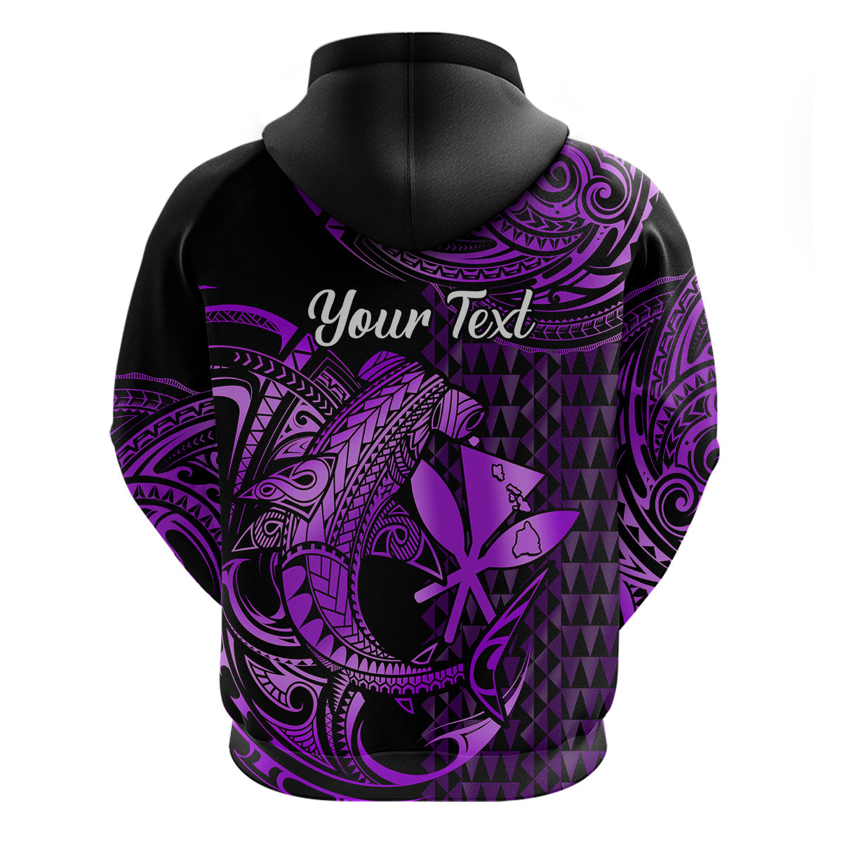 Custom Hawaii Hammerhead Shark Polynesian Hoodie Polynesian Kakau With Kanaka Purple LT14