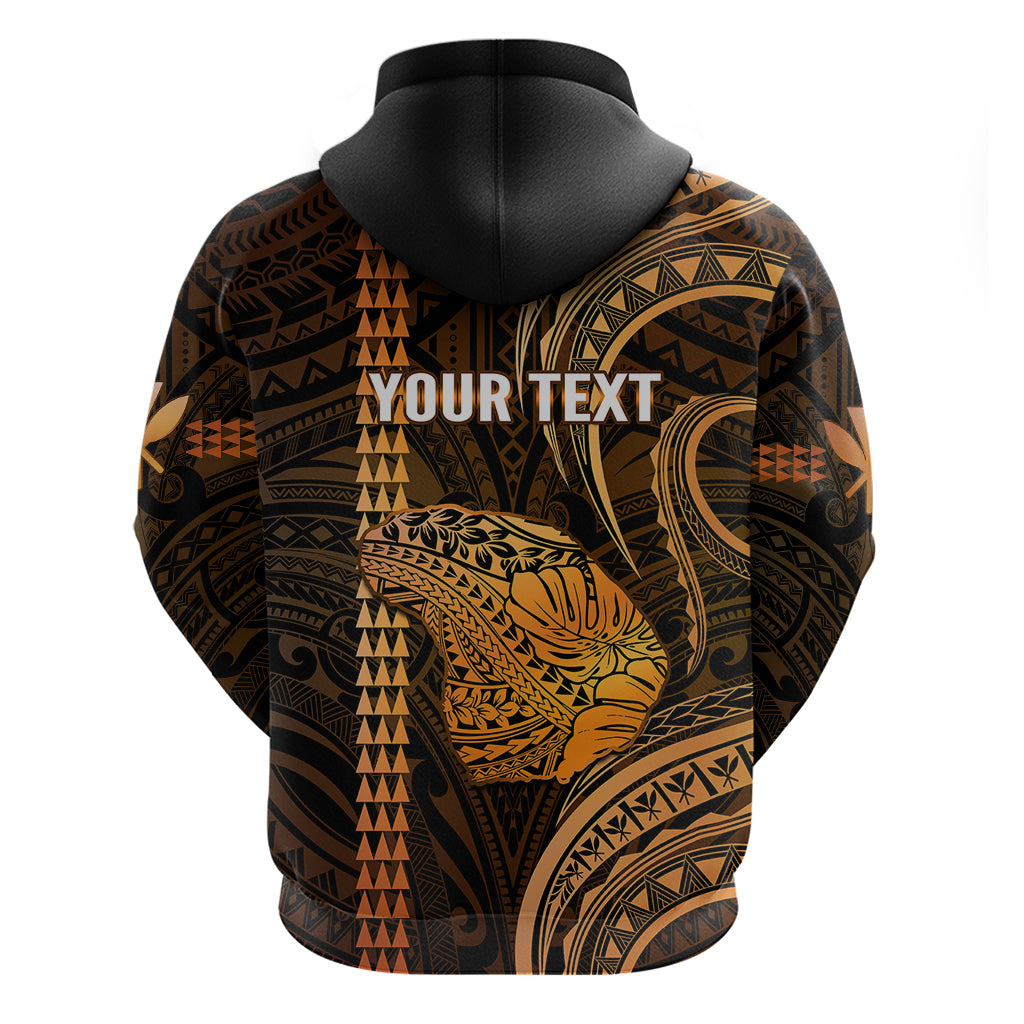 Custom Hawaiian Islands Hoodie Lani Map Gold Kanaka With Kakau LT14