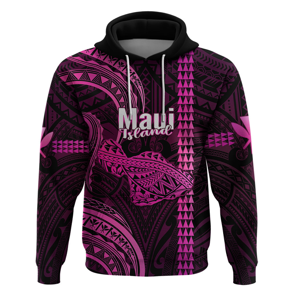Polynesian Pride Hawaiian Islands Hoodie Maui Map Pink Kanaka With Kakau LT14