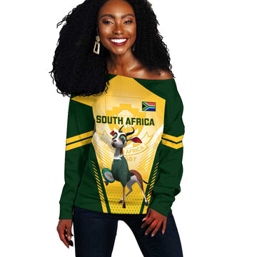 South Africa Rugby Off Shoulder Sweater Cute Springboks Mascot LT14