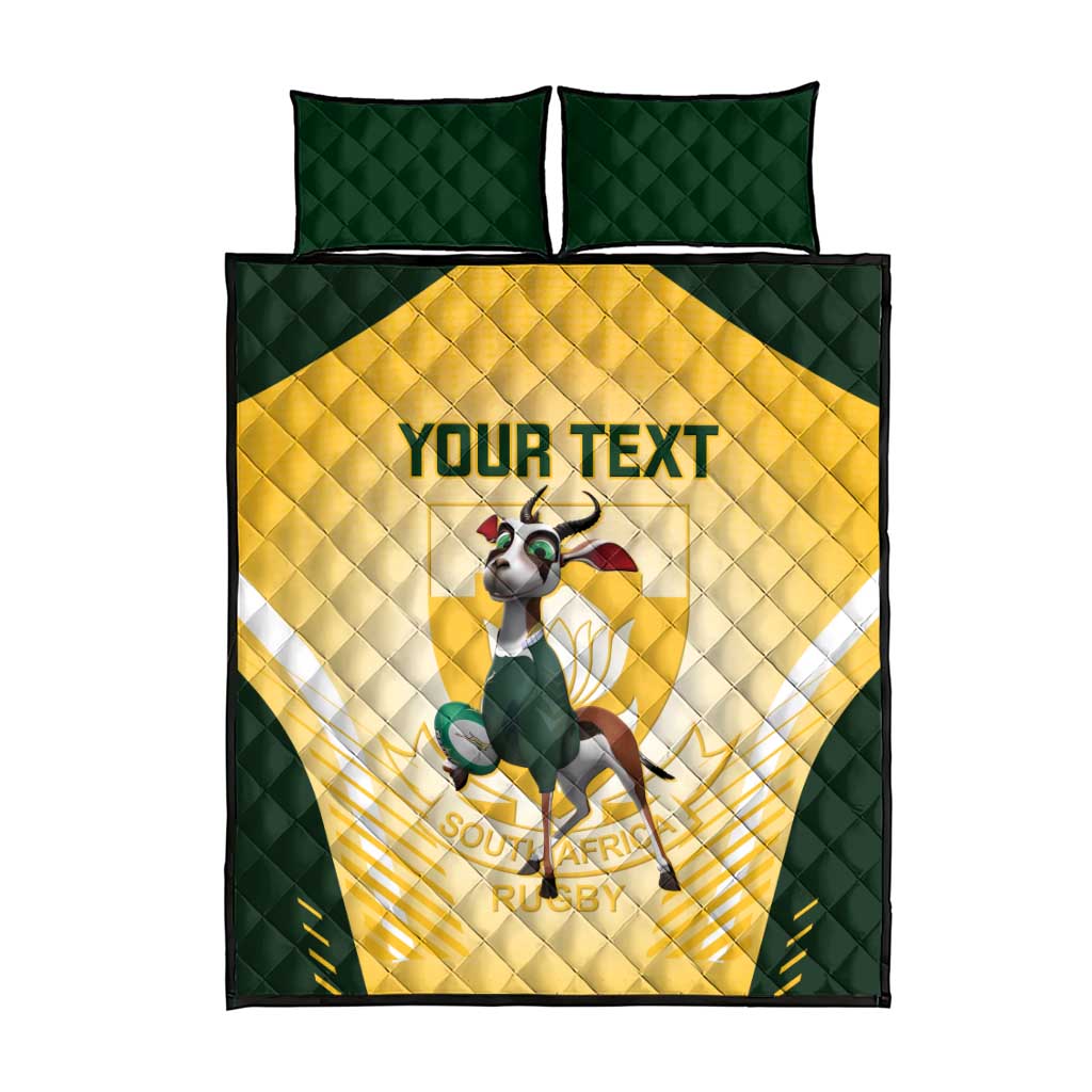Custom South Africa Rugby Quilt Bed Set Cute Springboks Mascot LT14