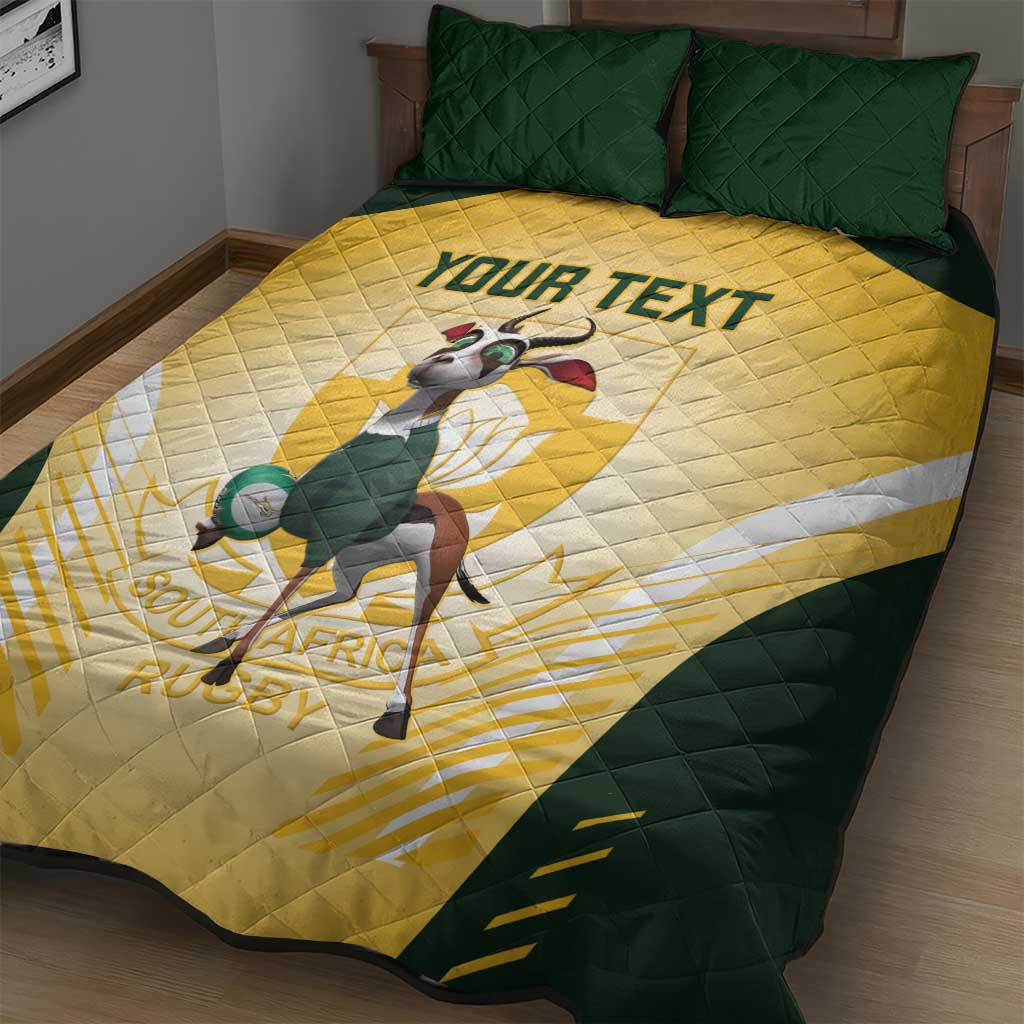 Custom South Africa Rugby Quilt Bed Set Cute Springboks Mascot LT14